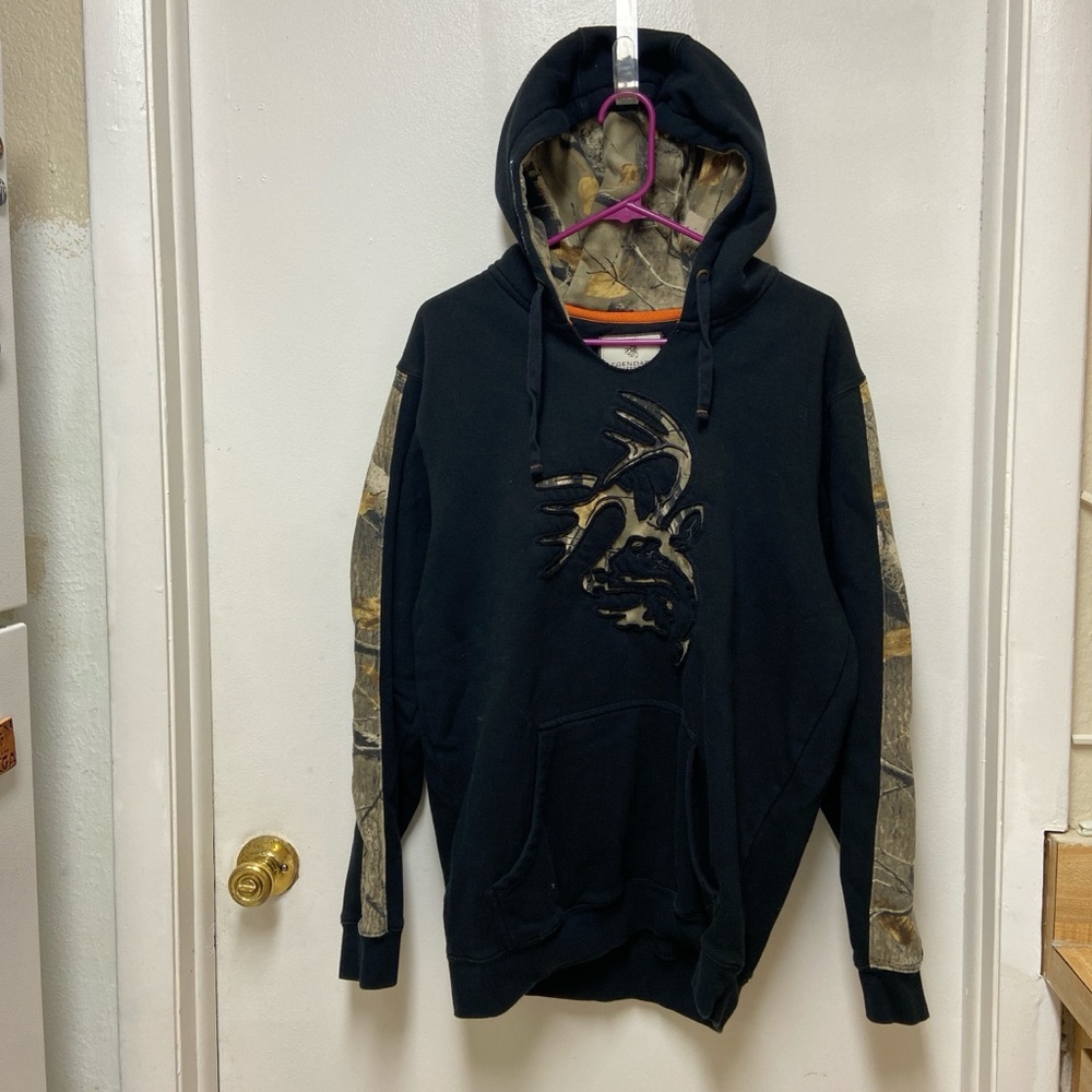 Legendary Whitetails Black Hoodie with Camo Details